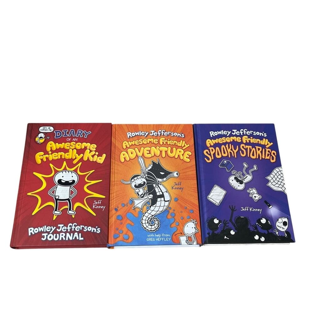 Set of 3 Diary of An Awesome Friendly Kid Rowley Jefferson Books HC Jeff Kinney